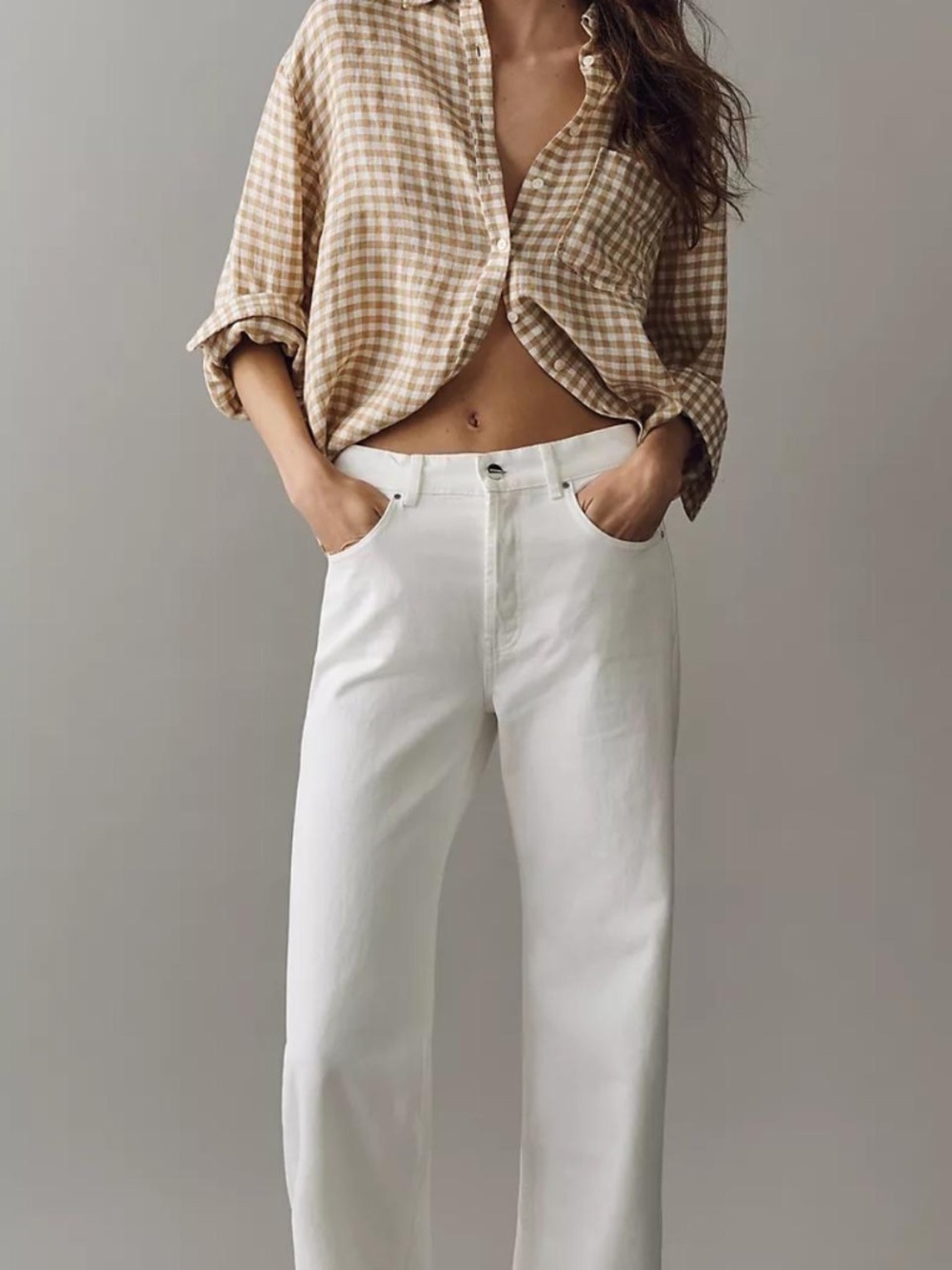 NWOT Anine Bing Manon High-Rise Wide-Leg Jeans in Ecru
